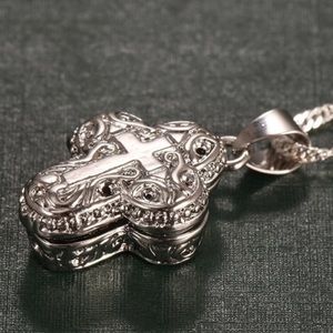 Silver tone cross necklace chain beautiful